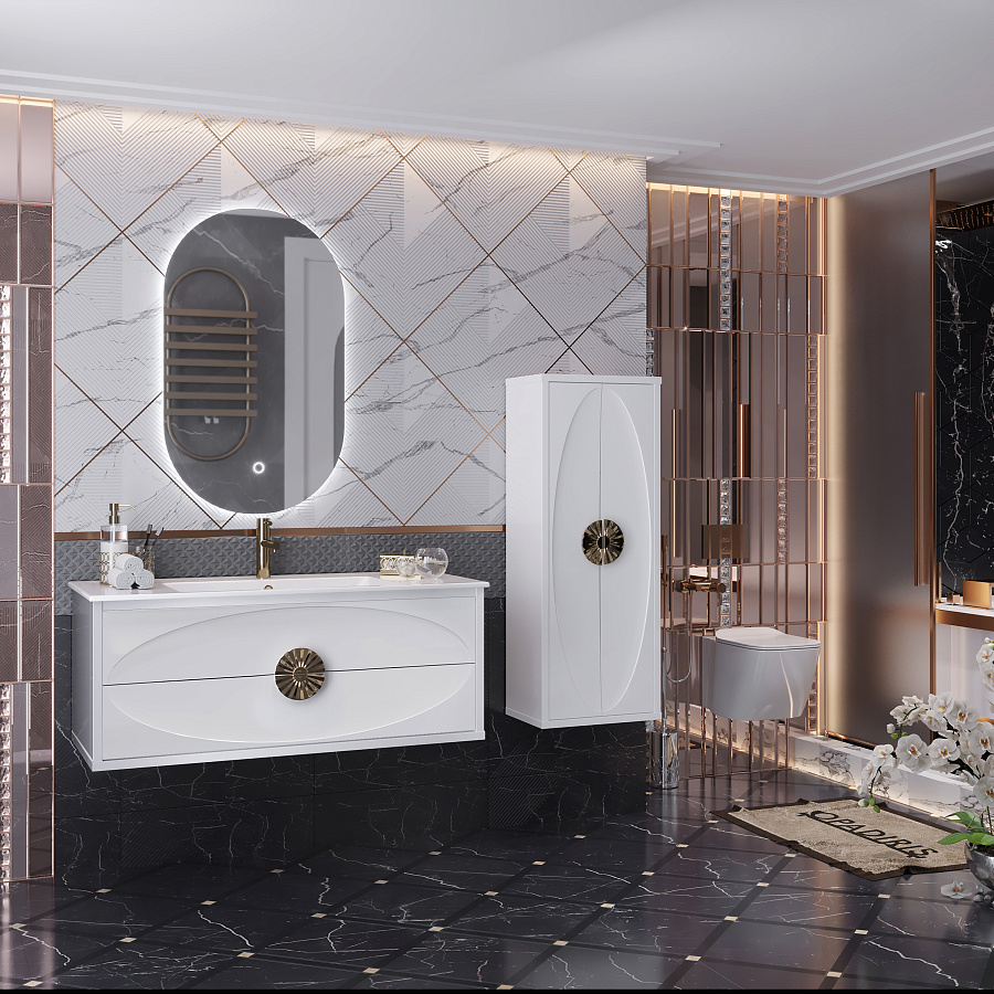 Opadiris Ибица тумба под раковину 120 см белый/золото 00-00007079