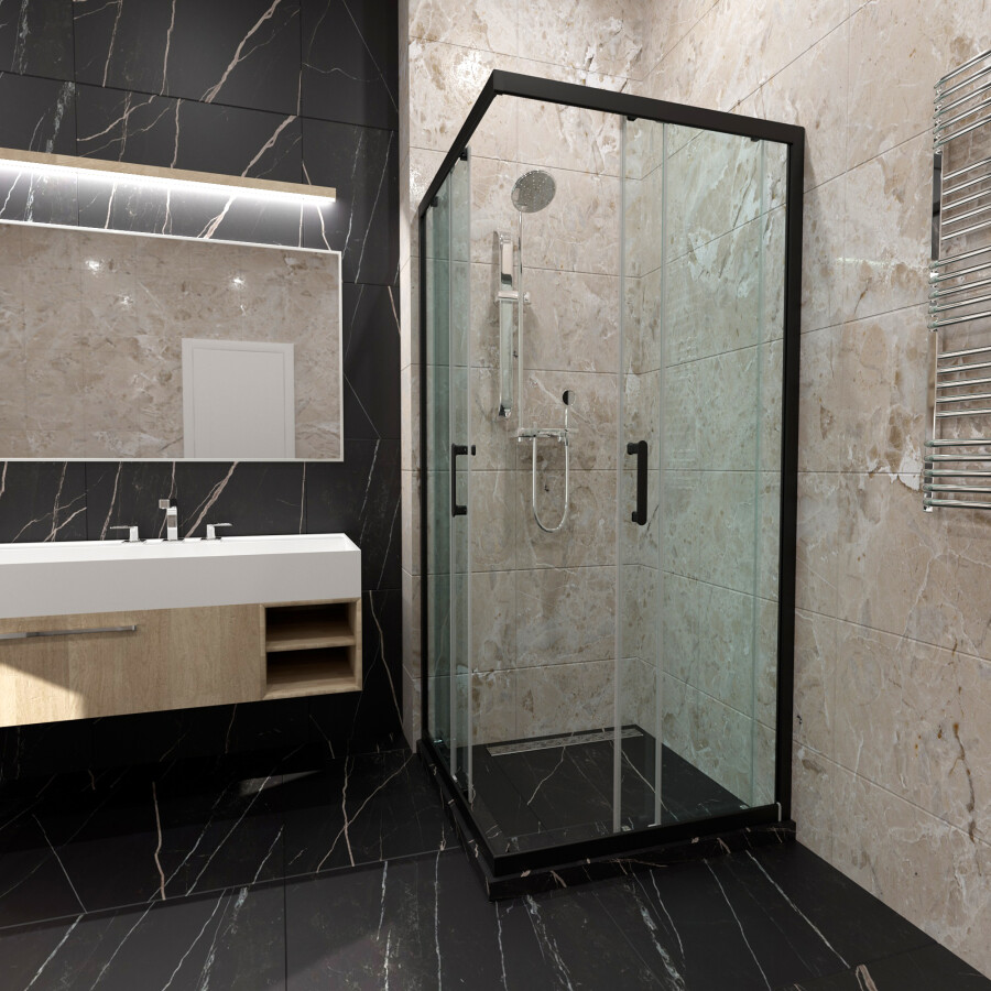 Triton-Pro Душевая ширма Fix 90×90 черная