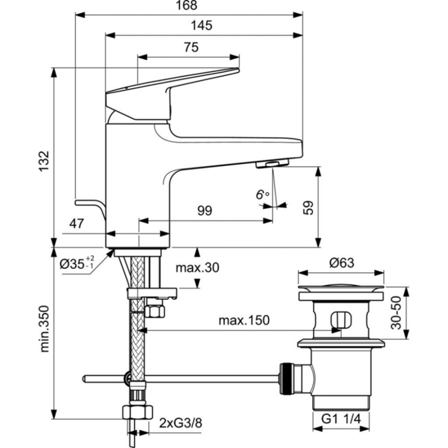 Ideal Standard Ceraplan смеситель для раковины BD204AA