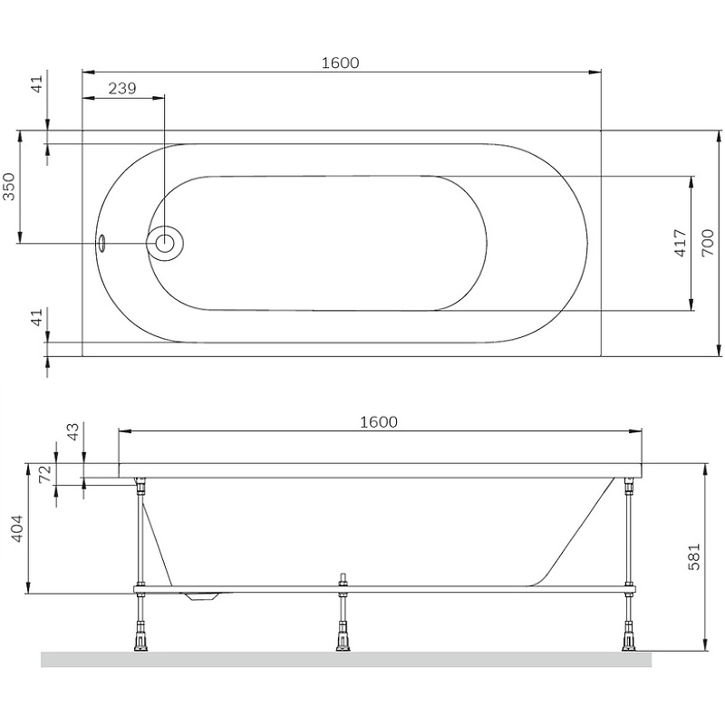 Am.Pm X-Joy ванна акриловая 160х70 см W94A-160-070W-A1