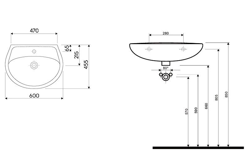 Ifo Idol M11160000 раковина подвесная 60x45 см