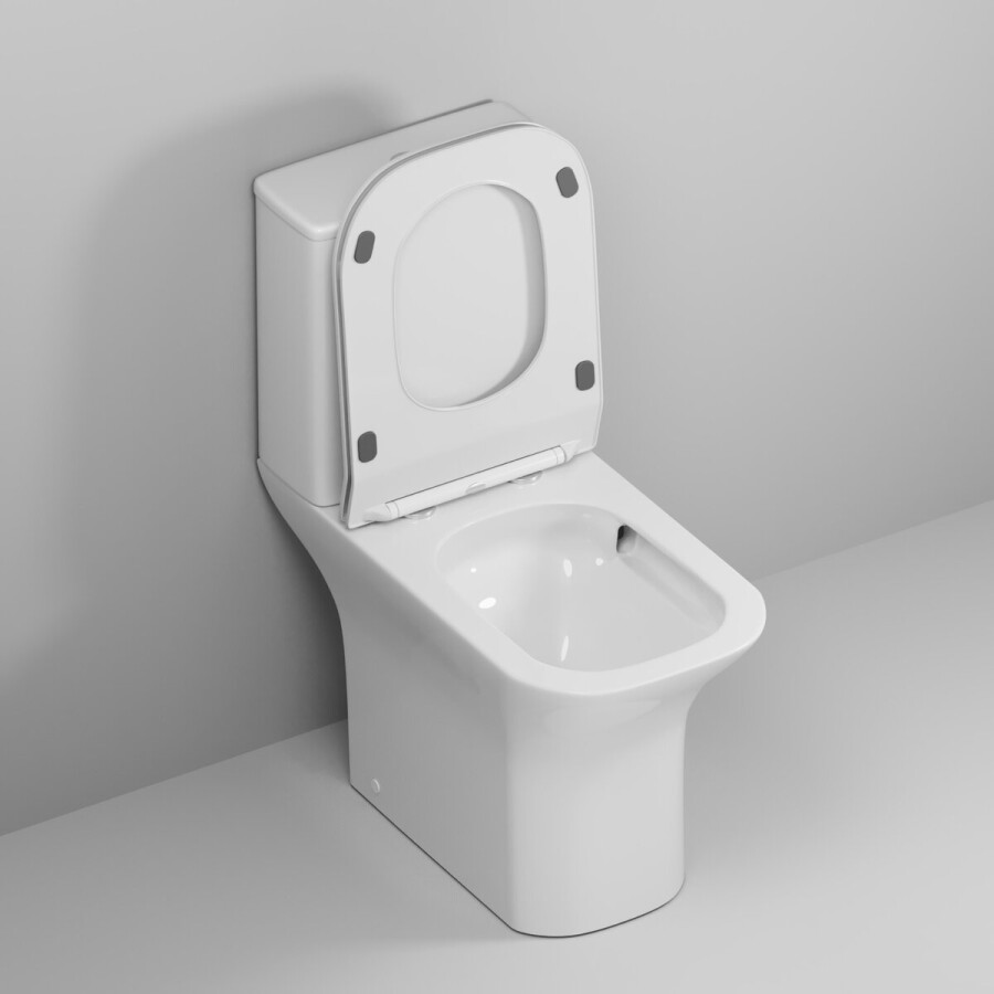 Унитаз напольный Grossman Classic GR-4464SQ-K26 (640х355х795) безободковый,белый с тонкой крышкой,микролифт,смыв торнадо,2 места