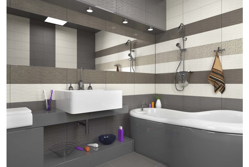 Уралкерамика Альта 20х60 см декор настенный светло-серый