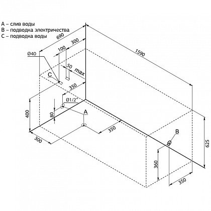 Aquanet West 160*70 ванна акриловая с каркасом 00205564