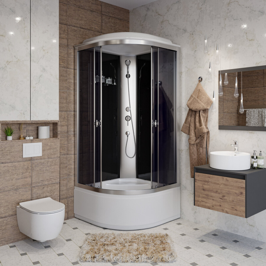 Душевая кабина Niagara Eco E100/40/TN (100х100х215) высокий поддон(40см),стекло тонированное,4 места E100/40/TN