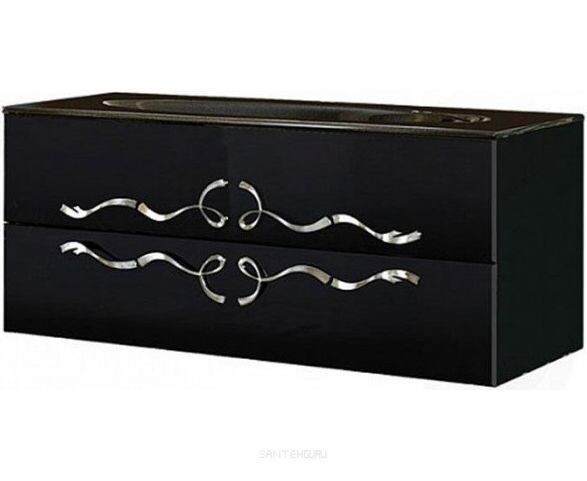 Aqwella Due amanti 100 тумба DUE0110BLK+DUER8CR с раковиной Elegance подвесная