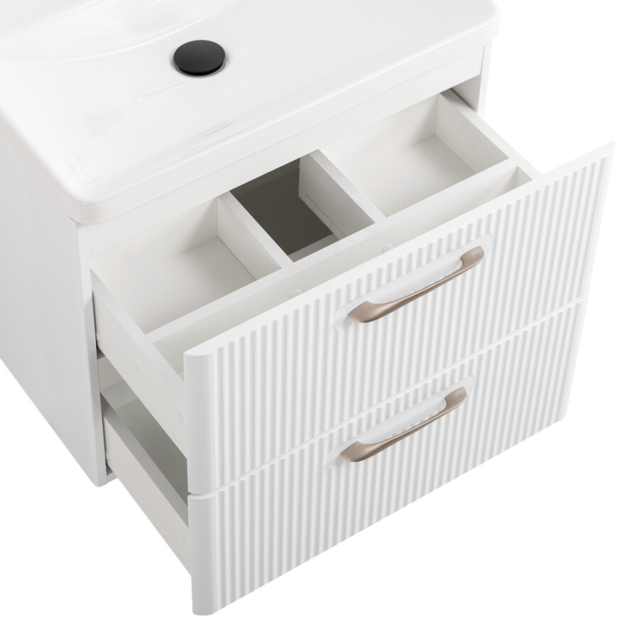 Подвесная тумба с раковиной Belbagno DUE 60 см Белый металлик DUE-600-2C-SO-BM-P BB-8076-3-60