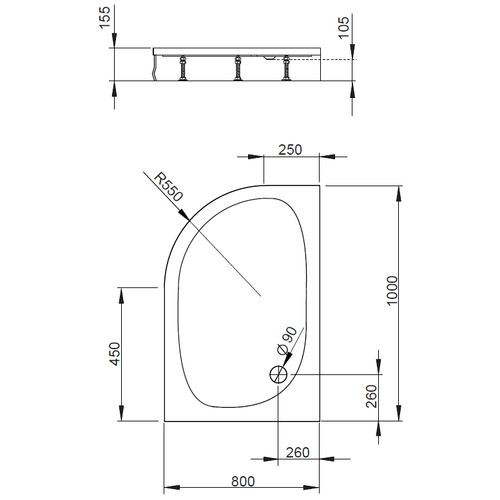 Radaway Patmos E 100*80*15,5 L душевой поддон акриловый 4P81155-03L
