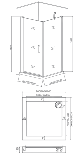 Bas Pandora CR-90-C-CH душевое ограждение 90*90*185 ПД00063
