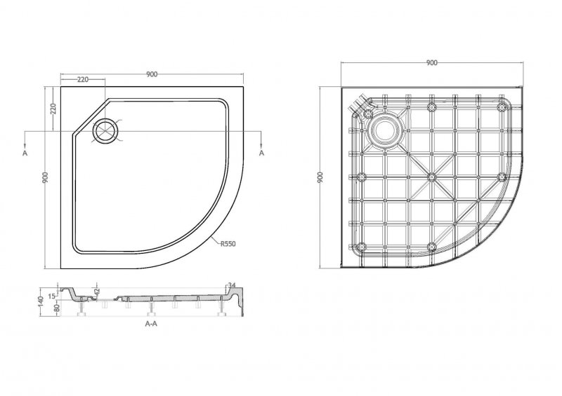 Cezares Tray поддон из стеклокомпозита 90х90 TRAY-SMC-R-90-550-150-W