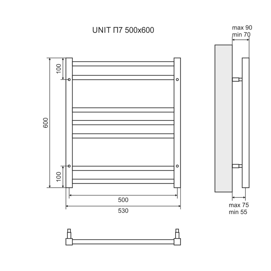 Lemark Unit П7 полотенцесушитель электрический 50х60 LM45607EBL