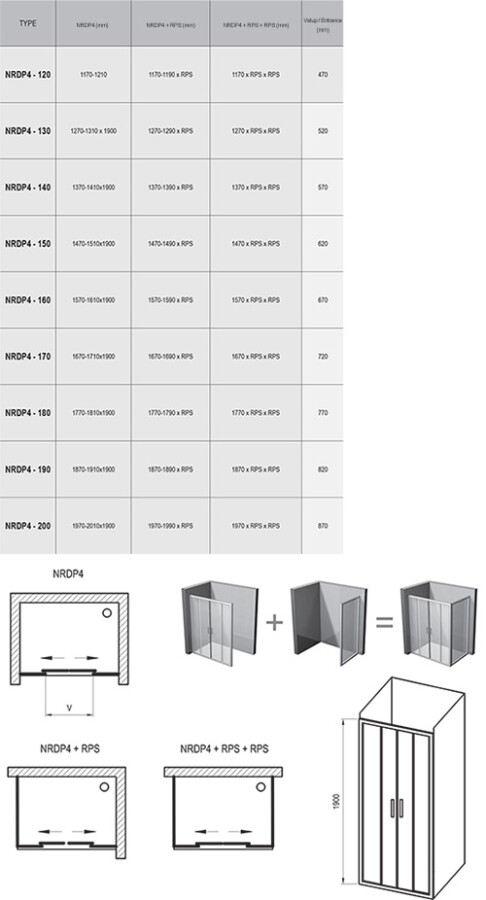 Ravak Rapier NRDP4-200 Душевые двери 200*190 WT