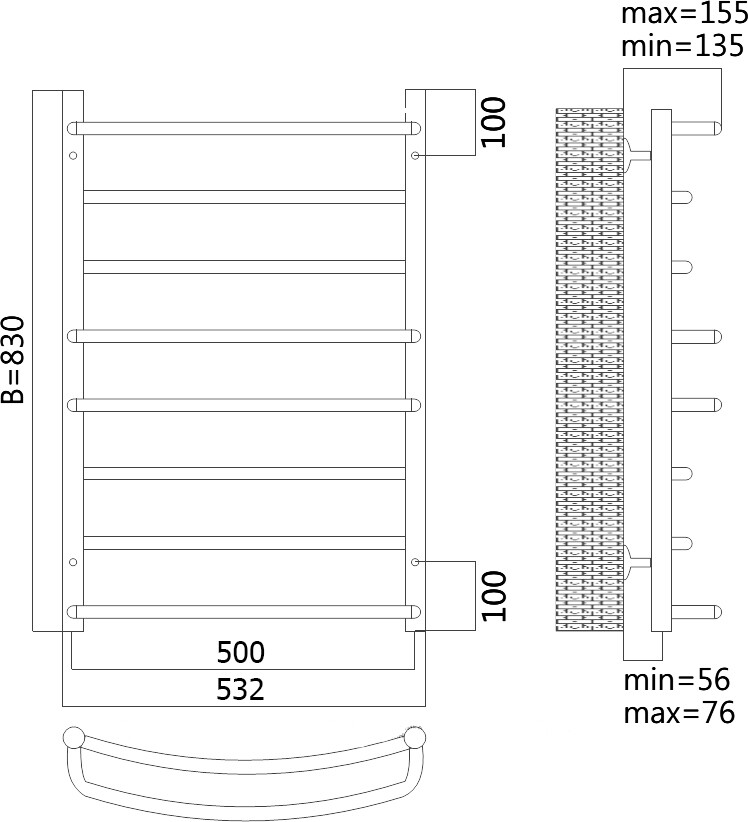Terminus Евромикс полотенцесушитель электрический 500*830