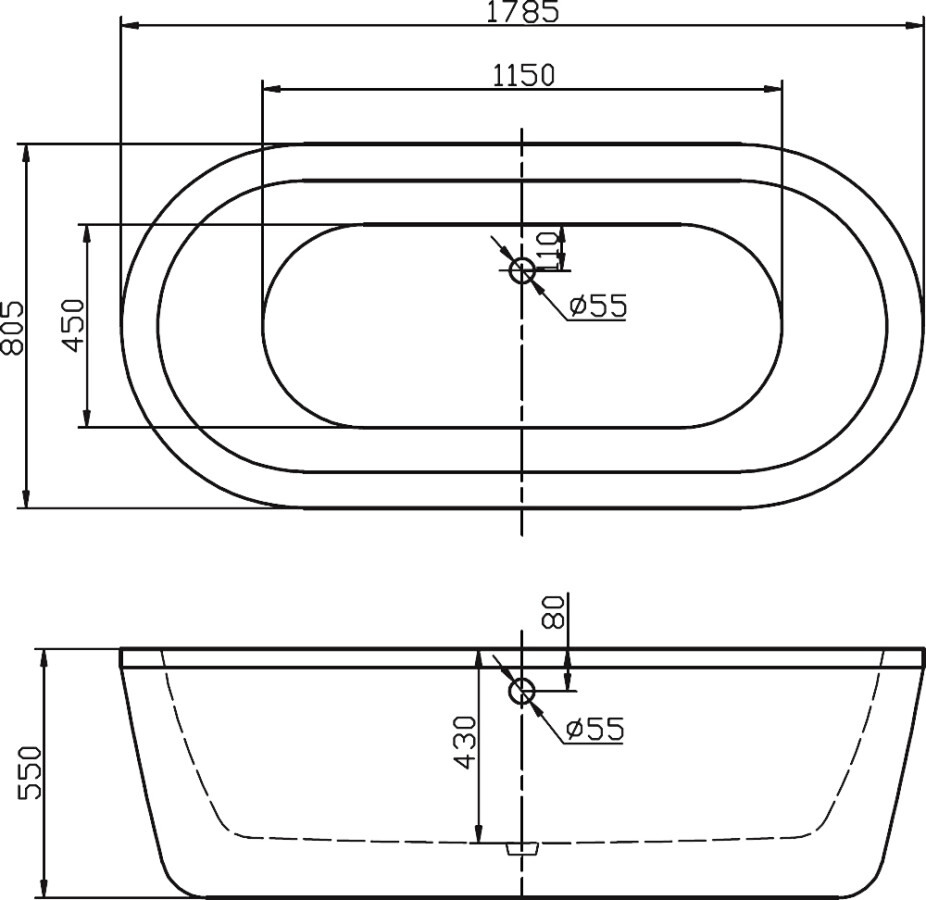 BelBagno BB12-1785 179*84 ванна акриловая овальная