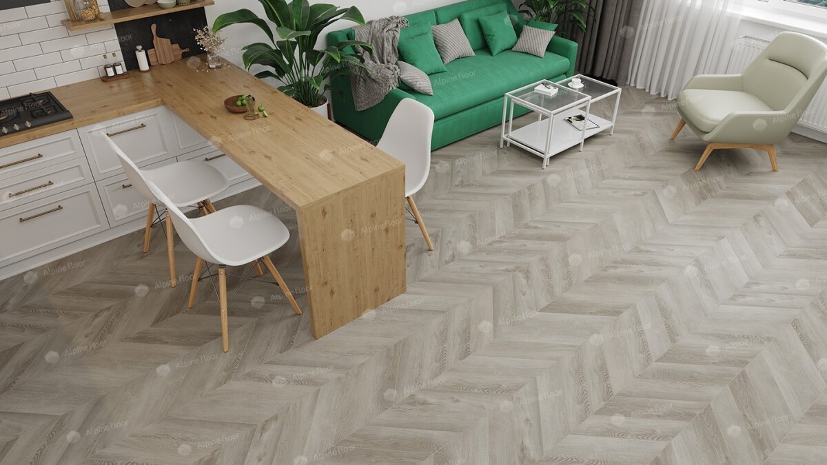 Alpine Floor Chevron Alpine SPC ламинат Дуб Фантазия ЕСО 18-1 600х127х5 mm