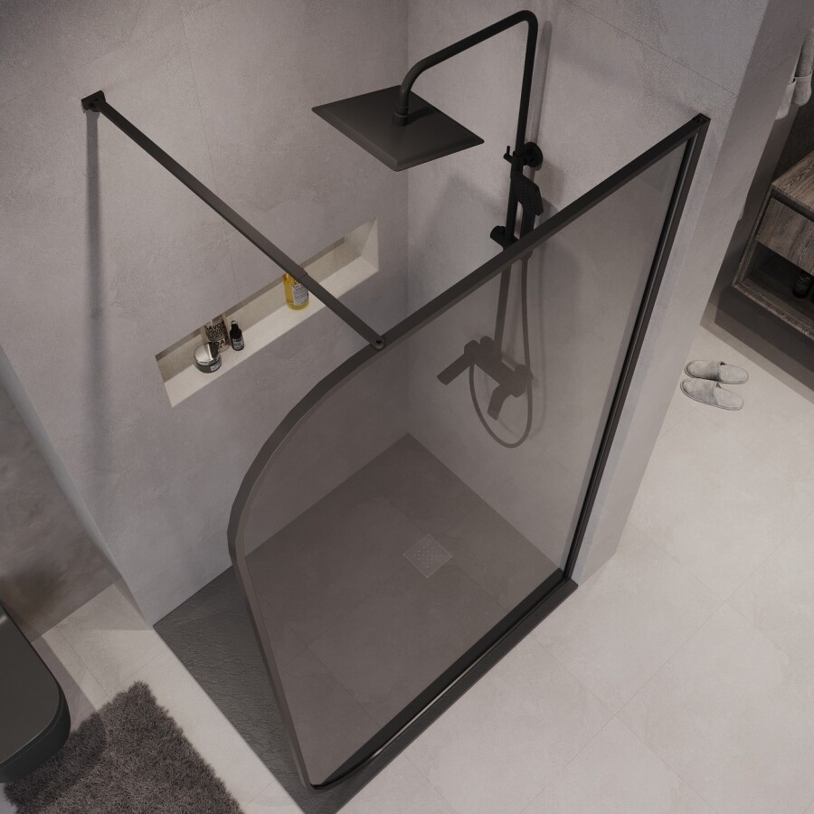 Душевая перегородка Niagara Nova NG-689-90TBLACK (90х200) черный матовый,стекло тонированное,1 место
