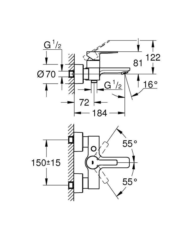 Grohe Lineare New 33849DC1 смеситель для ванны хром