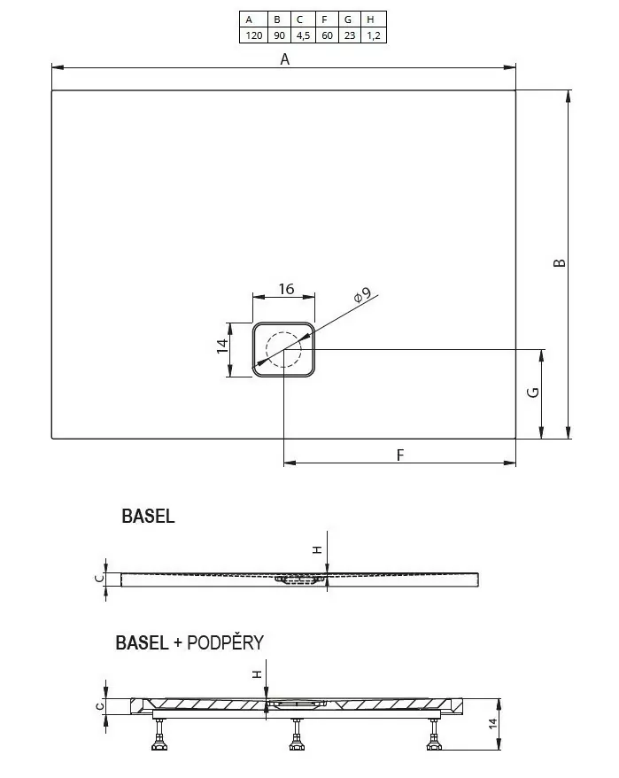 Riho Basel 416 душевой поддон акриловый 120х90 DC260050000000S