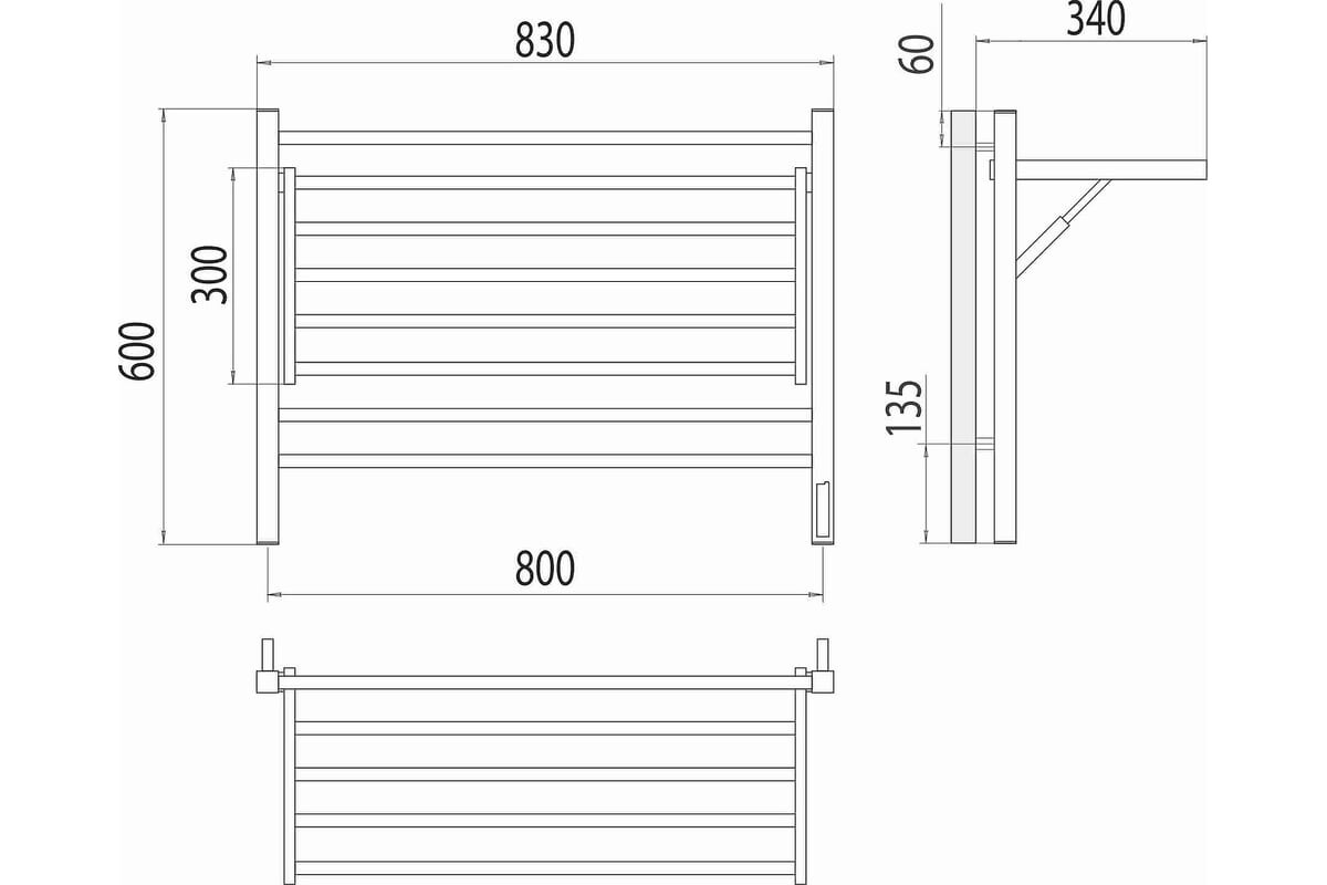 Полотенцесушитель электрический Terminus Горизонт sensor quick touch 800x600 П8 4670078543530