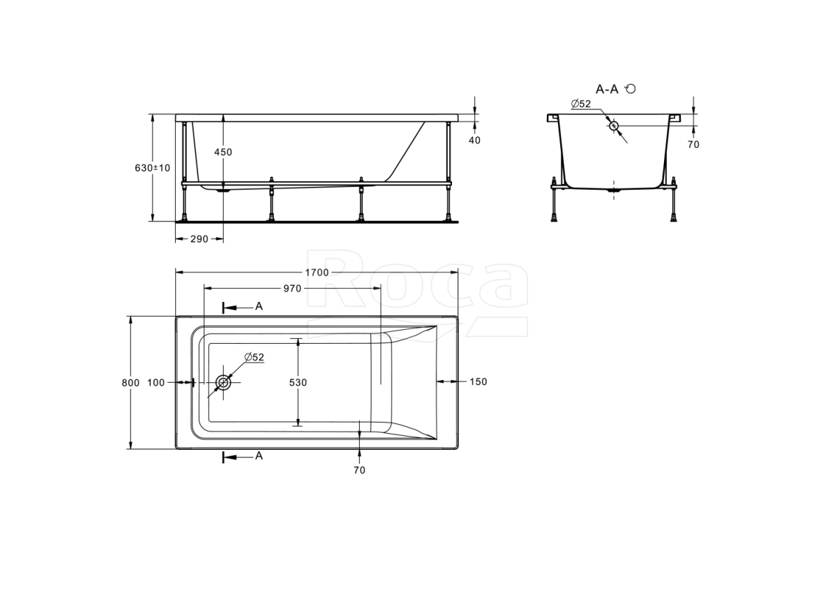 Акриловая ванна Easy 170 80 см Z.RU93.0.762.4