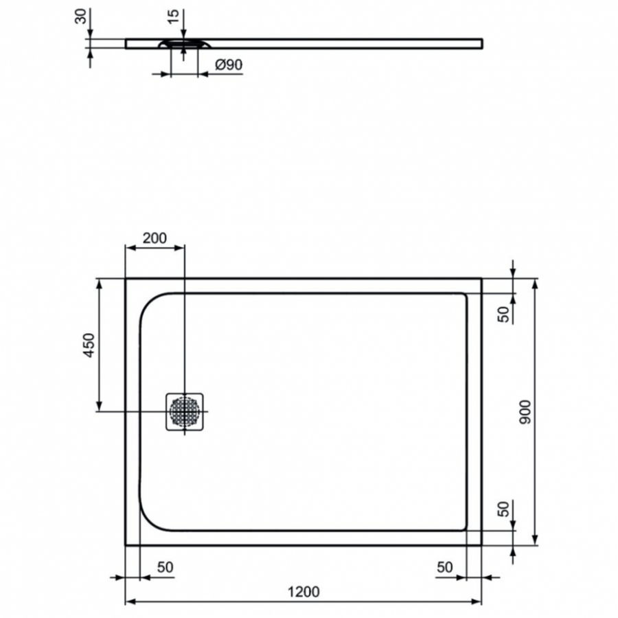 Ideal Standard Ultraflat S душевой поддон 120х90 K8230FR