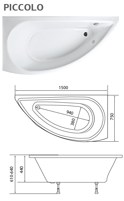 1 Marka Piccolo 150*75 ванна акриловая левая 01пк1770л