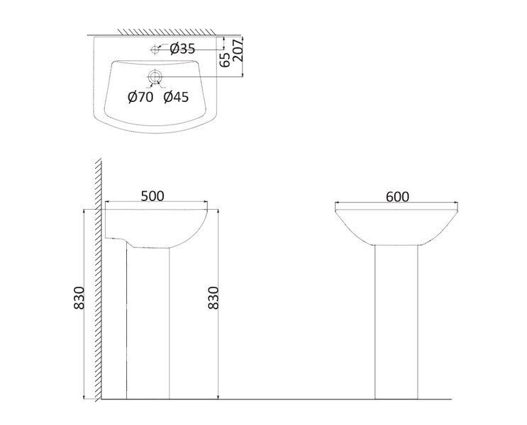 Creo Ceramique Archi AR3000+AR3010 раковина с пьедесталом 60 см