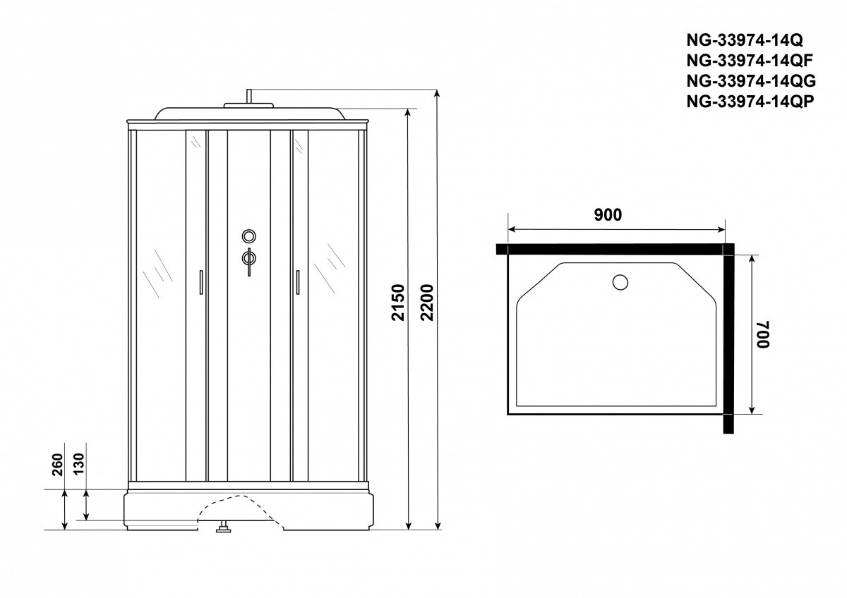 Niagara Classic NG 33974-14QG Душевая кабина 90x70 с гидромассажем 339744QG
