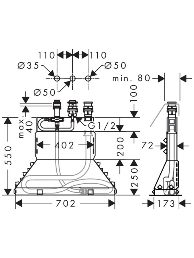 Hansgrohe 71310000S Set HG Logis смеситель для ванны на на 3 отверстия (71310000+13437180) Хром