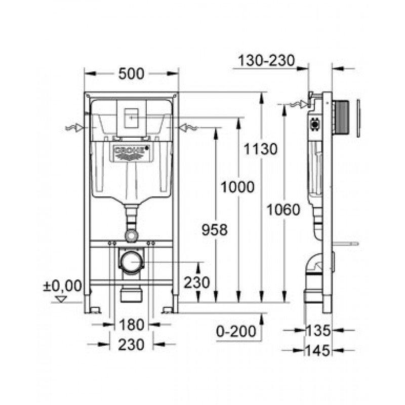 Grohe Rapid SL 38772001 инсталляция + Villeroy&amp;Boch Omnia Arhitectura подвесной унитаз