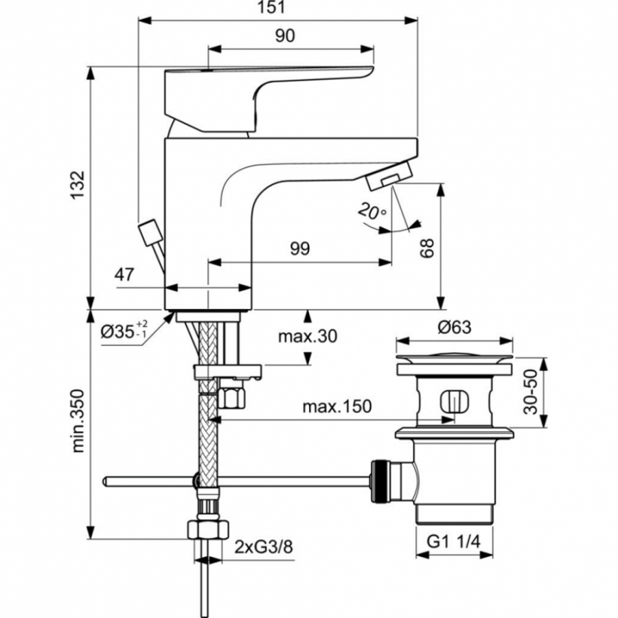 Ideal Standard Ceraplan смеситель для раковины BC559AA