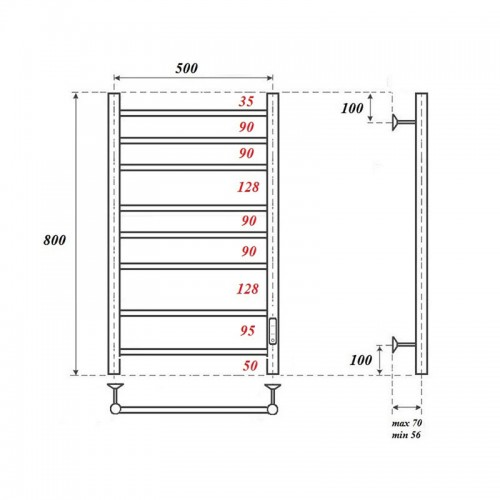 Point Аврора полотенцесушитель электрический 50х80 PN10858