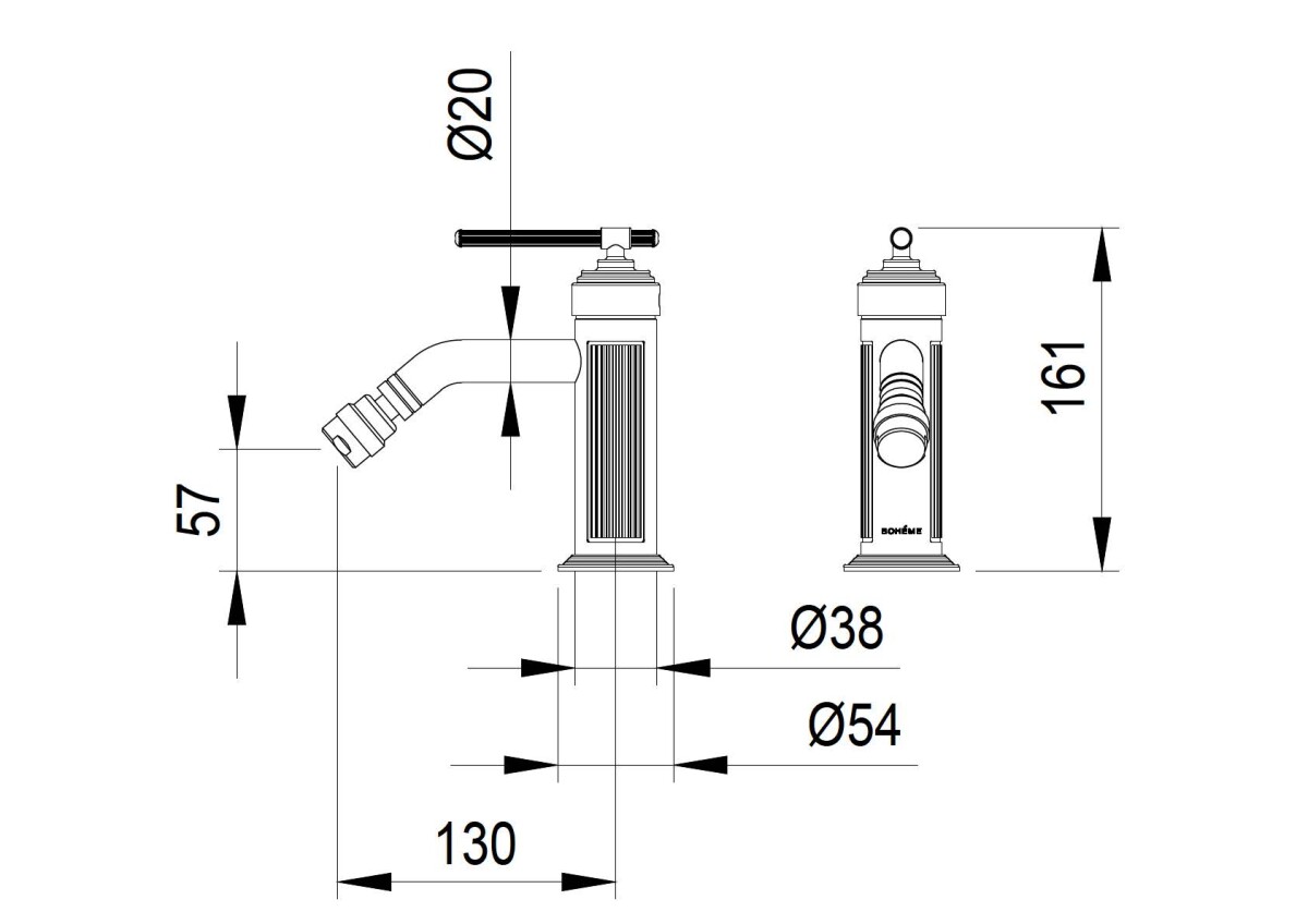 Смеситель для биде Boheme Eterna Gun Metal 176-GM