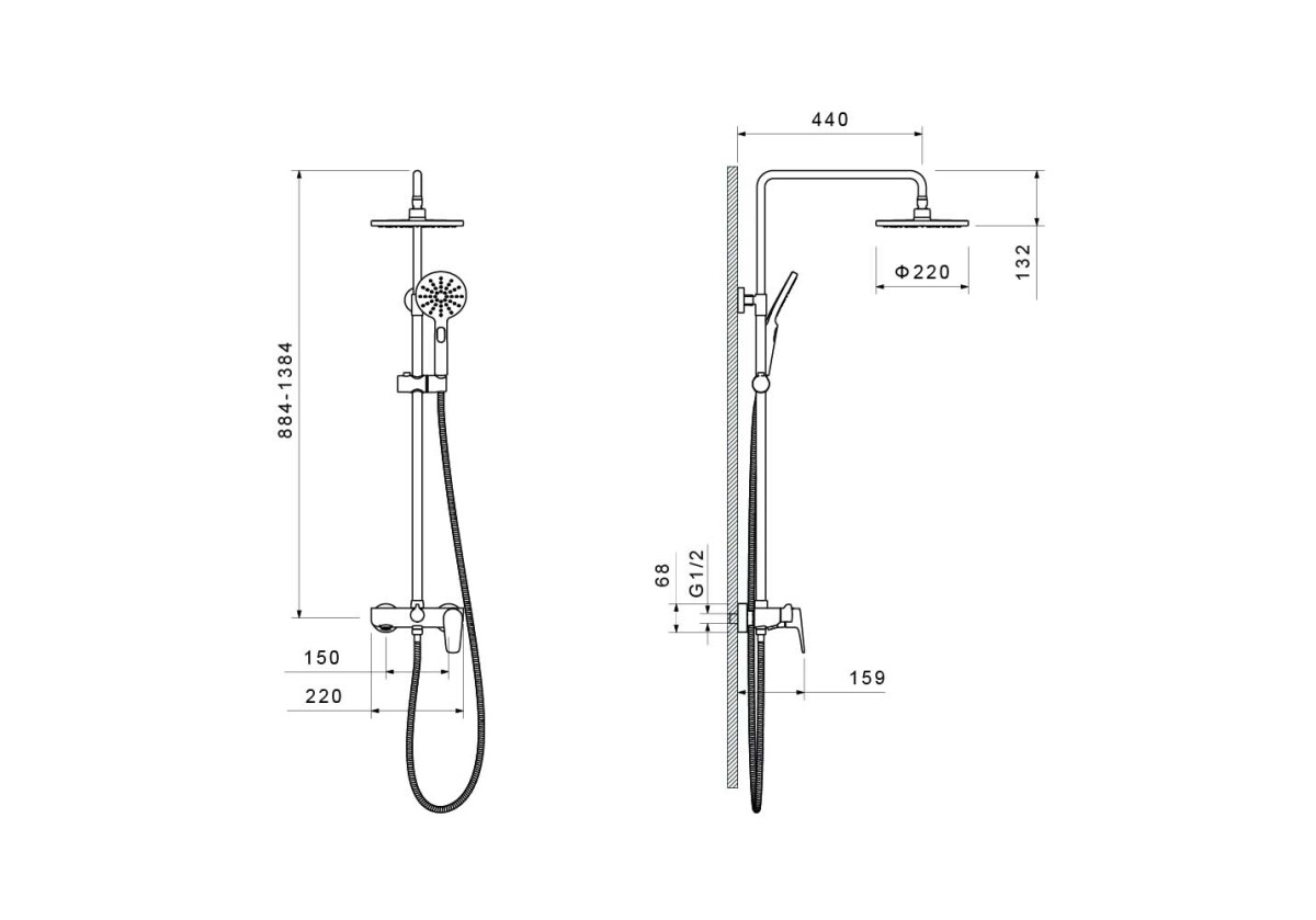 Aquatek Бетта AQ2140BGM Душевая система Оружейная сталь