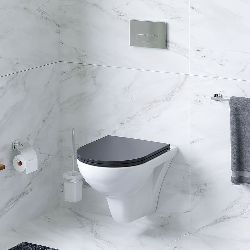 Am.Pm Gem унитаз подвесной безободковый с черным сиденьем C901700SCmb