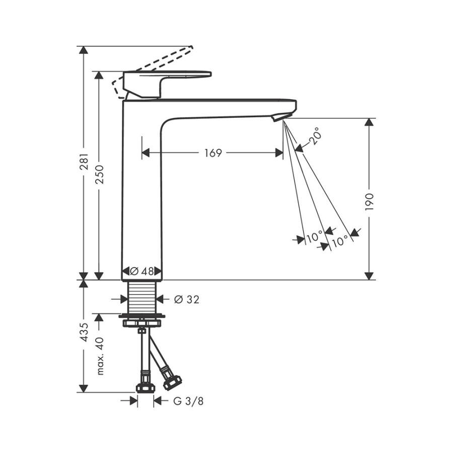 Hansgrohe Vernis Blend Смеситель для раковины 190 без сливного гарнитура хром 71582000