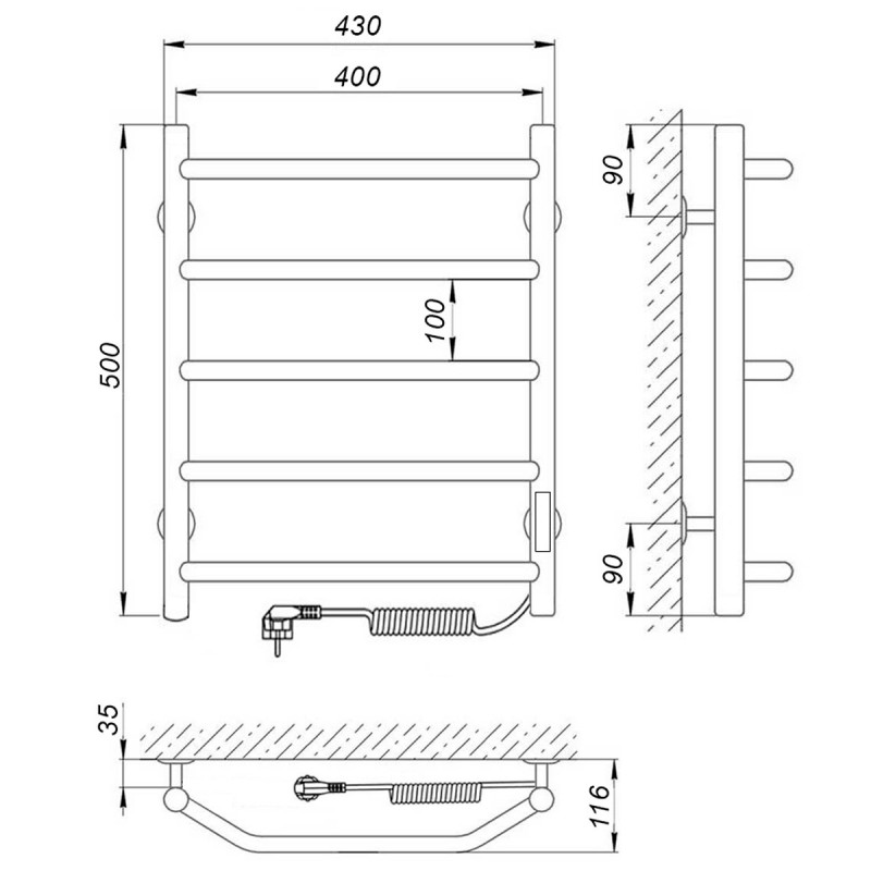 Laris Виктория П5 полотенцесушитель 40х50 правый 73207637