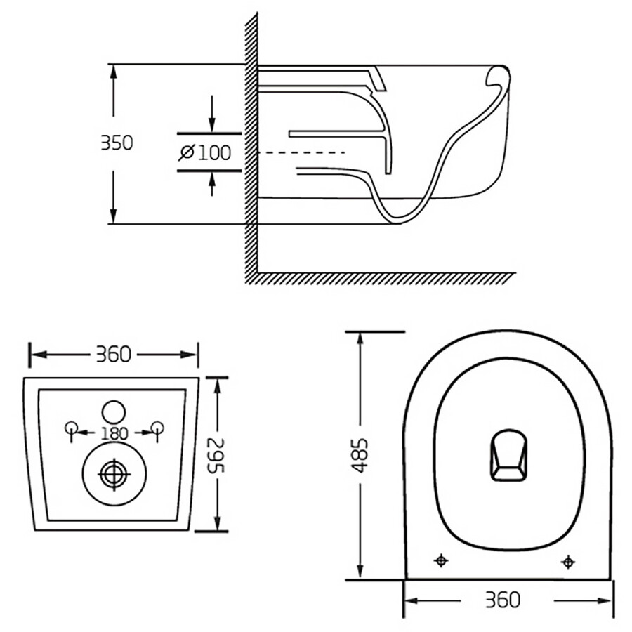 Унитаз подвесной Azario Serenata360х485х350 безободковый, система смыва "Скрытое Торнадо", с быстросъемным сиденьем "Микролифт" AZ-5101T-WHT