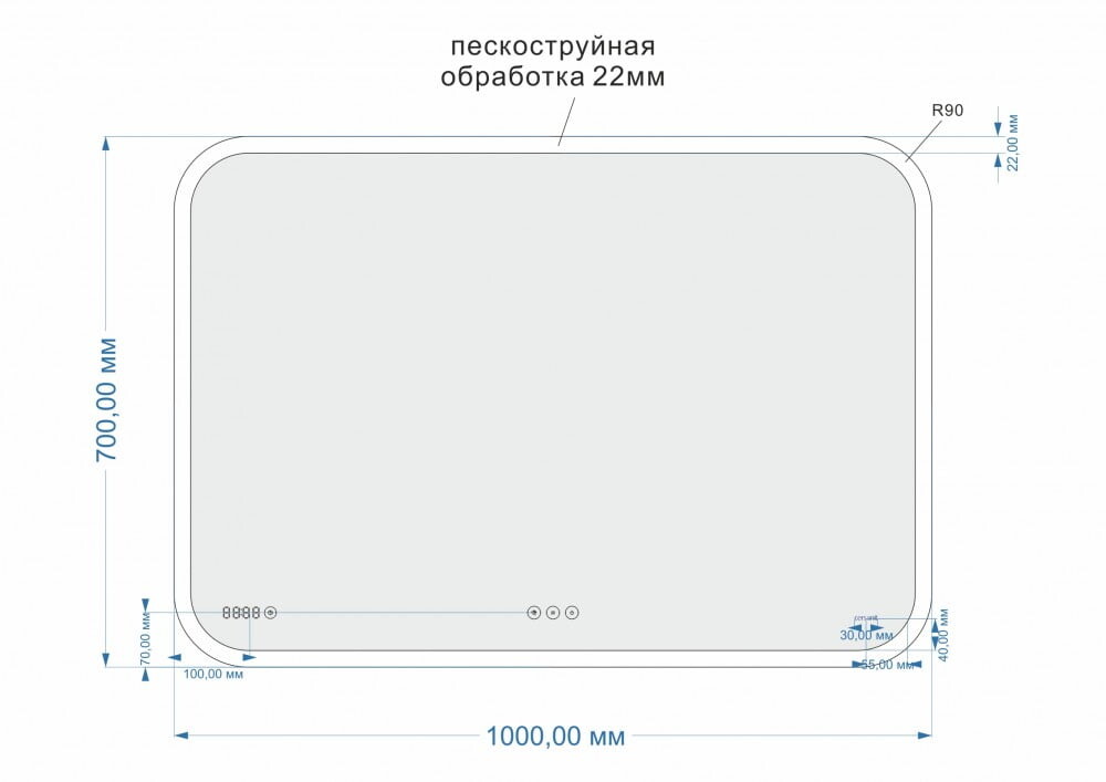 Зеркальное полотно Cersanit LED 070 DESIGN PRO 100*70 LU-LED070*100-p-Os