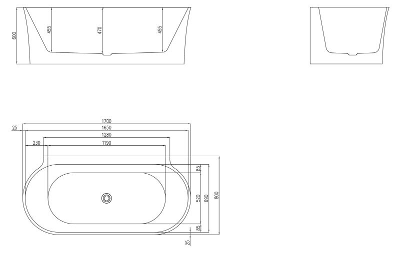 BelBagno BB409-1700-800 170*80 ванна акриловая овальная