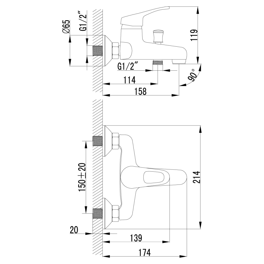 Lemark Omega смеситель для ванны LM3102C
