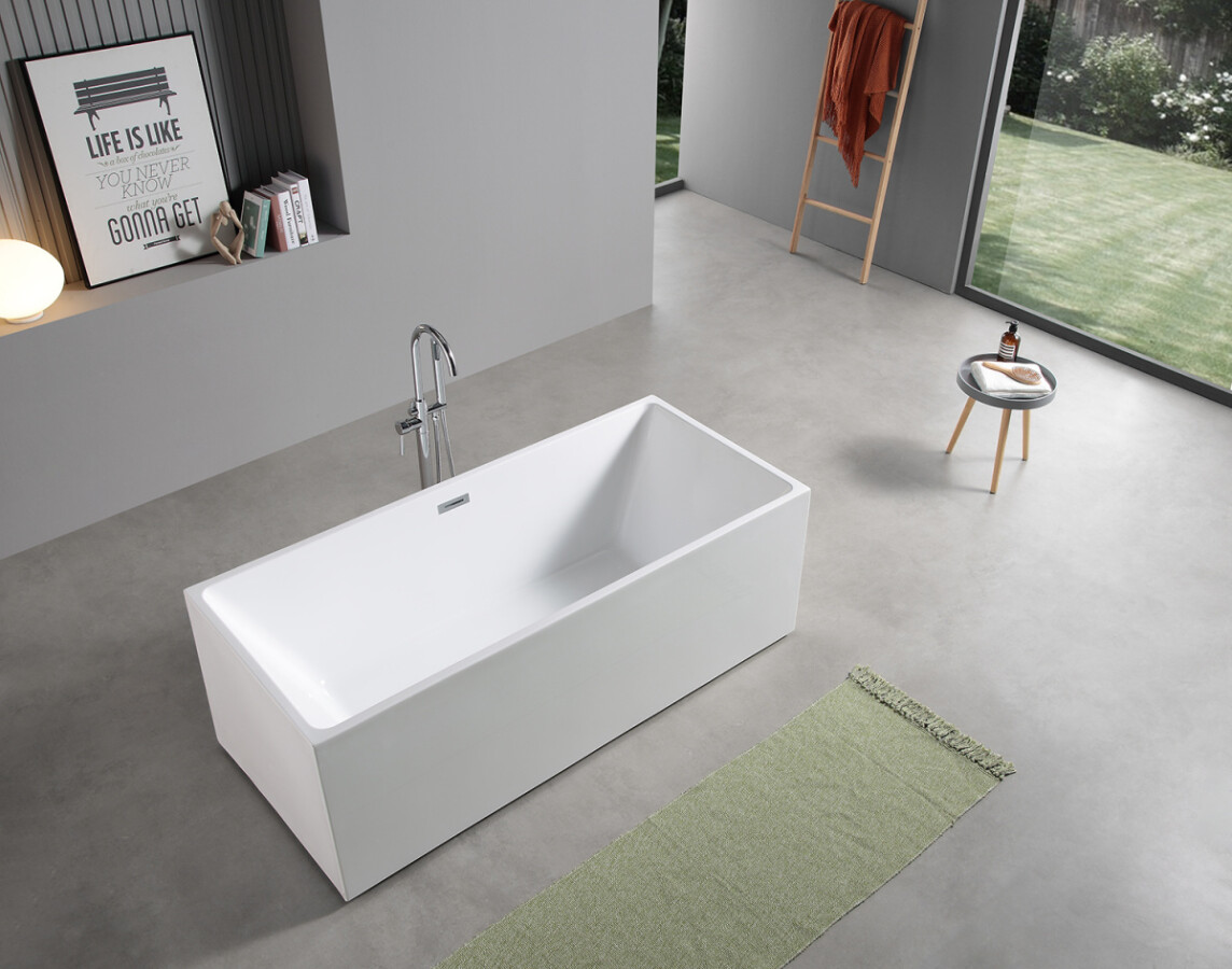 Ванна акриловая Azario Modern 1500x750x580 отдельностоящая, в комплекте с сифоном и металлической рамой AZ-6601-15075