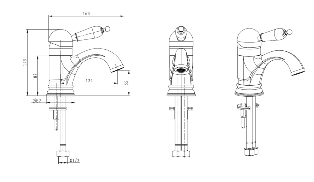 Смеситель для раковины Boheme Tradizionale Oro Золото 281