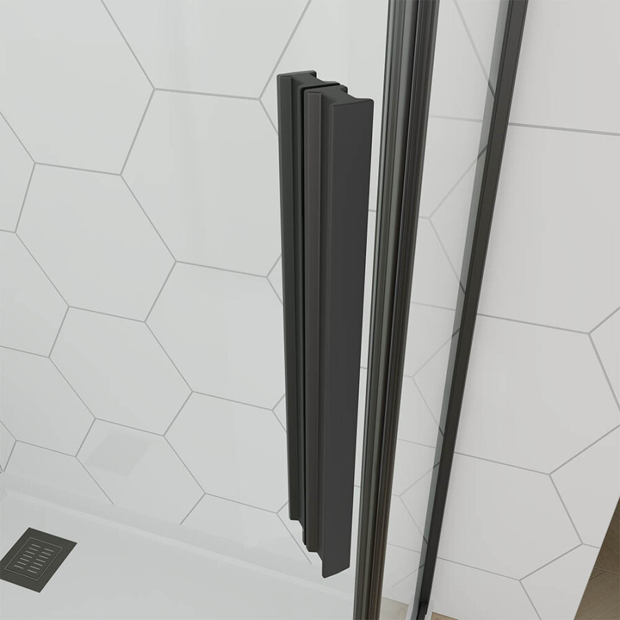 Душевой угол Veconi Ottimo P10 B (100×100×190) распашная, профиль чёрный матовый, стекло прозрачное OP10B‑10100‑01‑C9