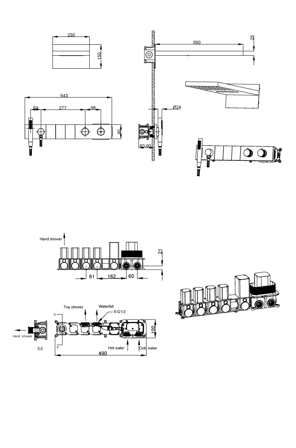 Душевая система трехпозиционная с термостатом Boheme Zodiac Хром 133-CR