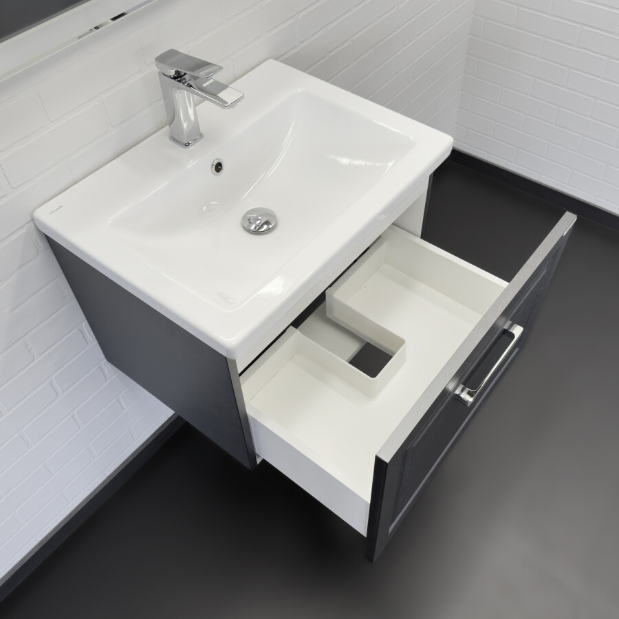 Тумба-умывальник Comforty Бросно-60П оружейная сталь с раковиной Como 60 00-00020428