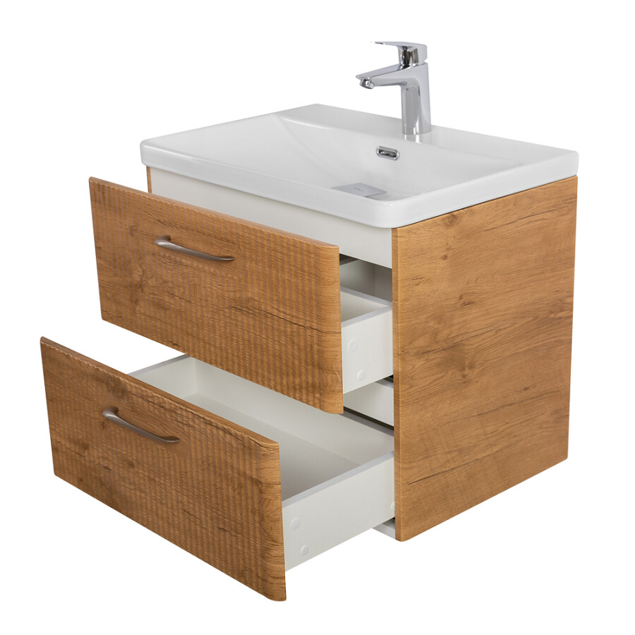 Подвесная тумба с раковиной Belbagno DUE 60 см Rovere Nature DUE-600-2C-SO-RN-P BB-8076-3-60