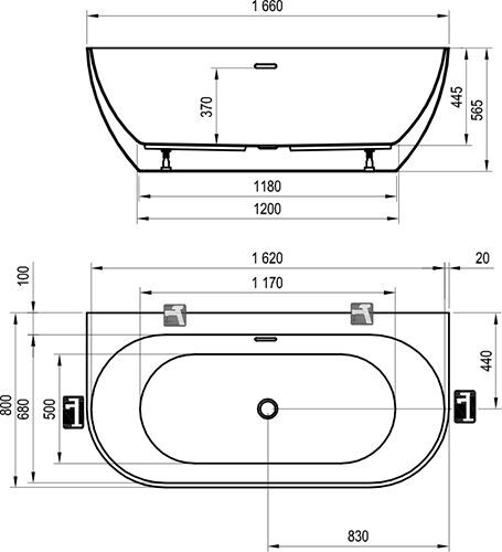 Ravak Freedom W 166*80 акриловая ванна отдельностоящая овальная XC00100024