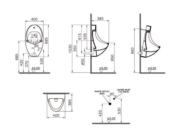 Писсуар Vitra Arkitekt сенсорный 4106B003-5291