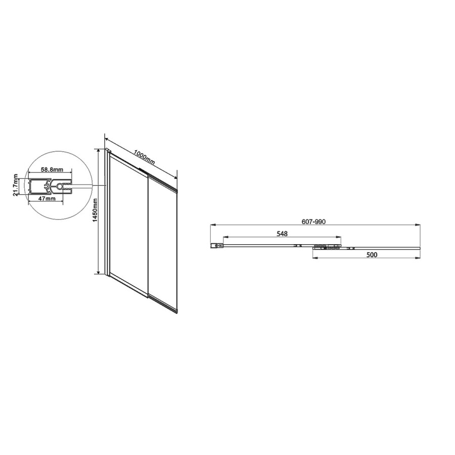 Vincea душевая шторка VSB-1E100CGB 100х145 черный, стекло тонированное